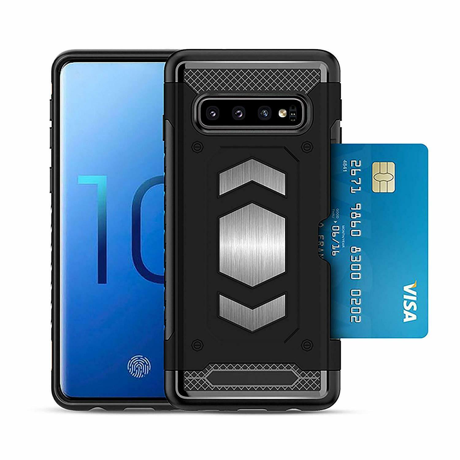 Protectores para celular  para Samsung  S10 Funda reforzada con porta tarjeta Negro